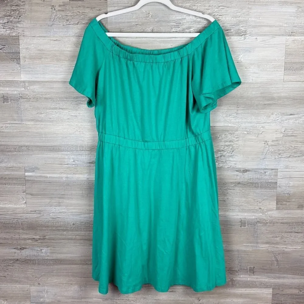ASOS Green Off-Shoulder Midi Athleisure Dress sz 16